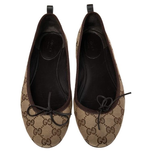 Gucci Shoes - Gucci Monogram Bow Ballet Flats